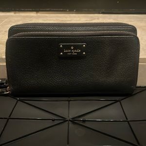 Kate Spade black zippered wallet with wristlet.